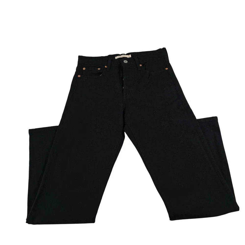 Levis Wedgie‎ Straight Jeans Womens 26 Black High Rise Button Fly Denim 5044